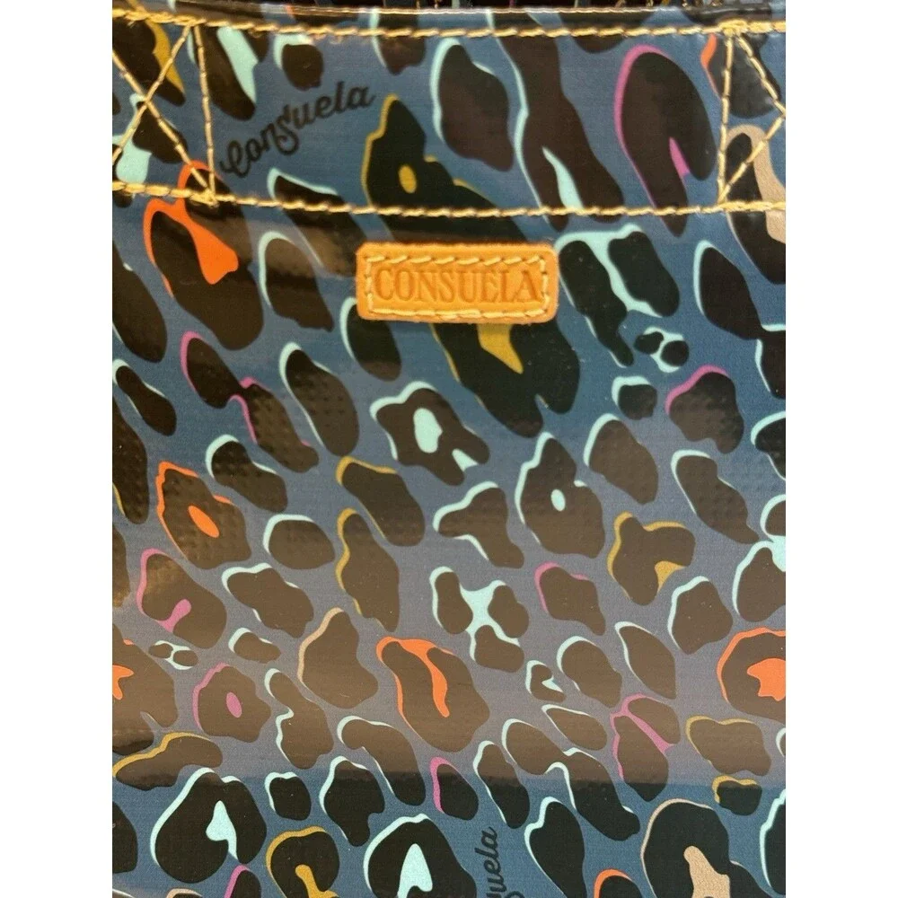 Consuela Grab N Go Mini Tote Purse Leopard Print Vinyl Double Handle Bag NWT